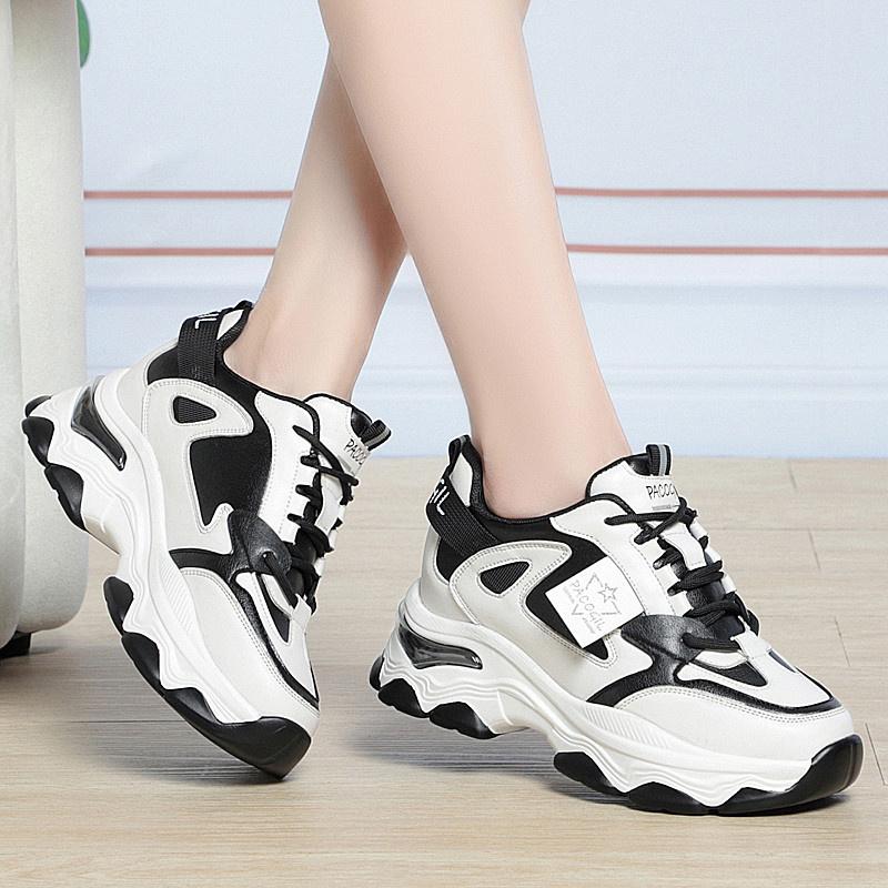 Fashion Spring Height Increasing Round Toe Versatile Women Platform Causal Shoes Fashion Breathable Sport Designer Sneaker