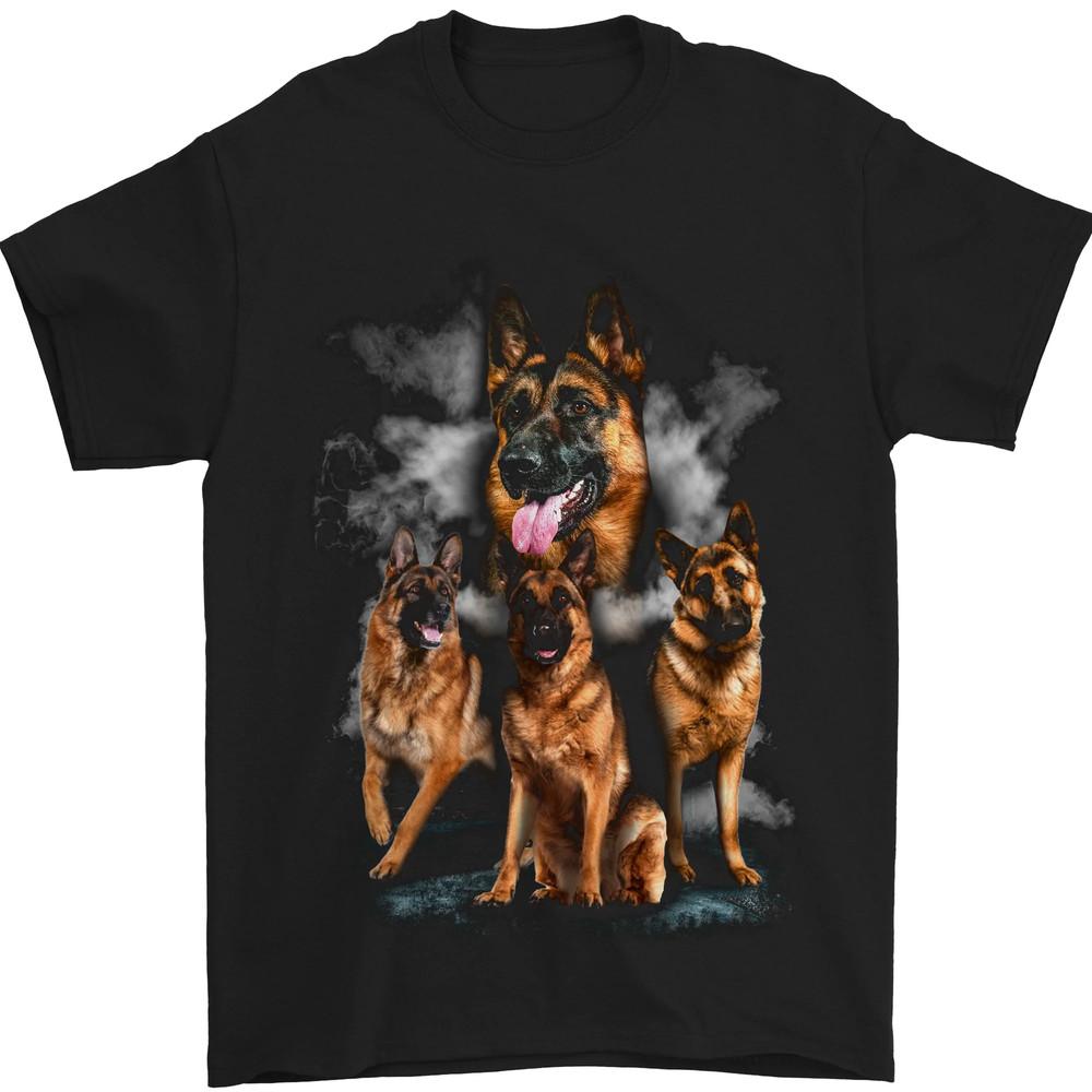 

German Shepherd Montage For Dog Lovers Mens T-Shirt Cotton Unisex T-Shirt XXXXL