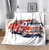 Fire Truck Flannel Blanket Soft Warm All-Season Throw, Design for Camping, Car Travel, Hiking Sofa, Bed, Office Perfect Gift for Parties