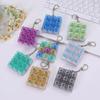 4/9 Keys LED Keyboard Keychain Fidget Toys Crystal Clicker Sensory Toy for Stress Relief Keyboard Keychain Fidget Gadget