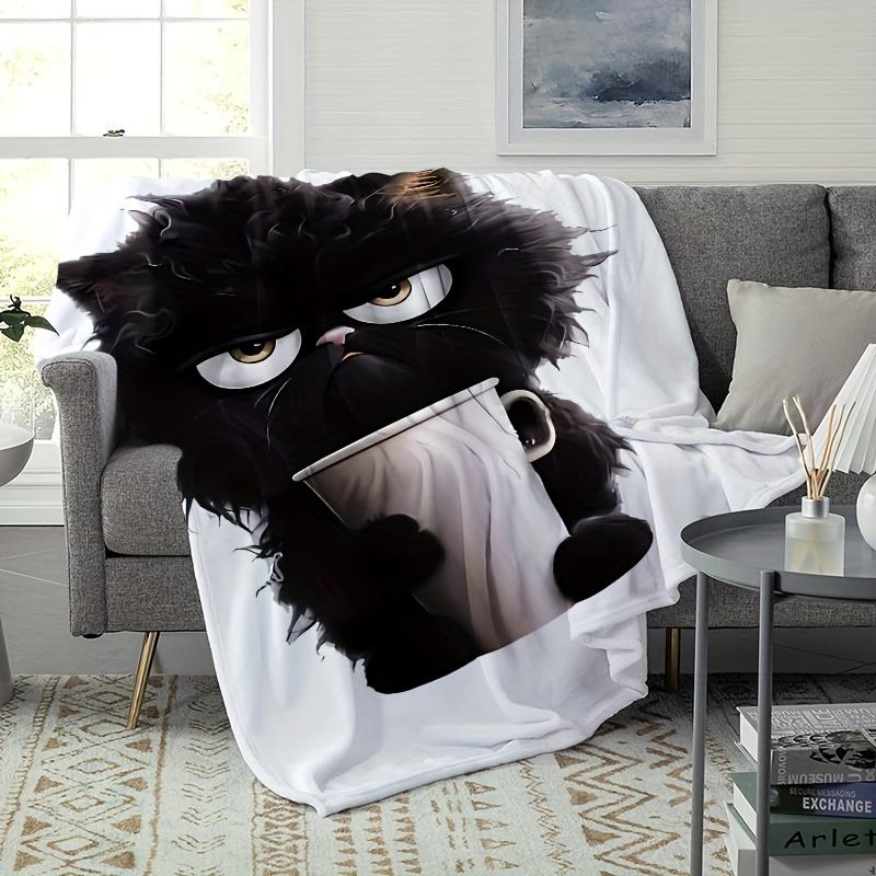 Cartoon Cat Theme Cute Animal Print Art Blanket - Soft All-Season Multi-Purpose Throw for Couch, Bed, Camping & Travel Gift