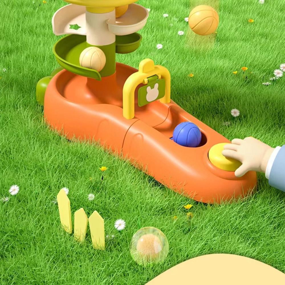 Rotating Design Rabbit Rail Car Ball Toys Press Mechanism Track Turn Around Toy Toddler Activities