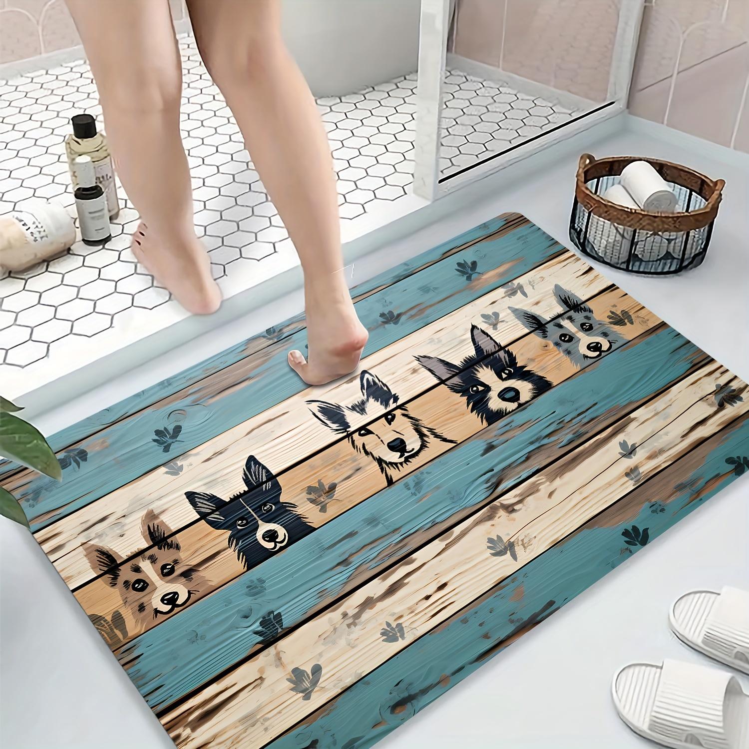 

Нековзкий килимок для дверей із відбитками лап собаки, колір бірюзовий, для ферми, килимок для ванної кімнати, килимок для підлоги, килимок для душу, елемент декору для дому 30x40cm Diatom mud