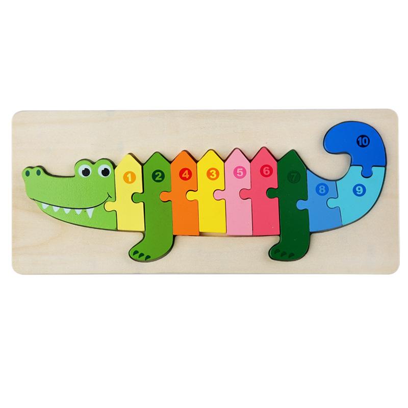 Cartoon Animal 3D Wooden Puzzle Baby Montessori Toys For Toddlers Early Learning Cognition Educational Jigsaw Toy