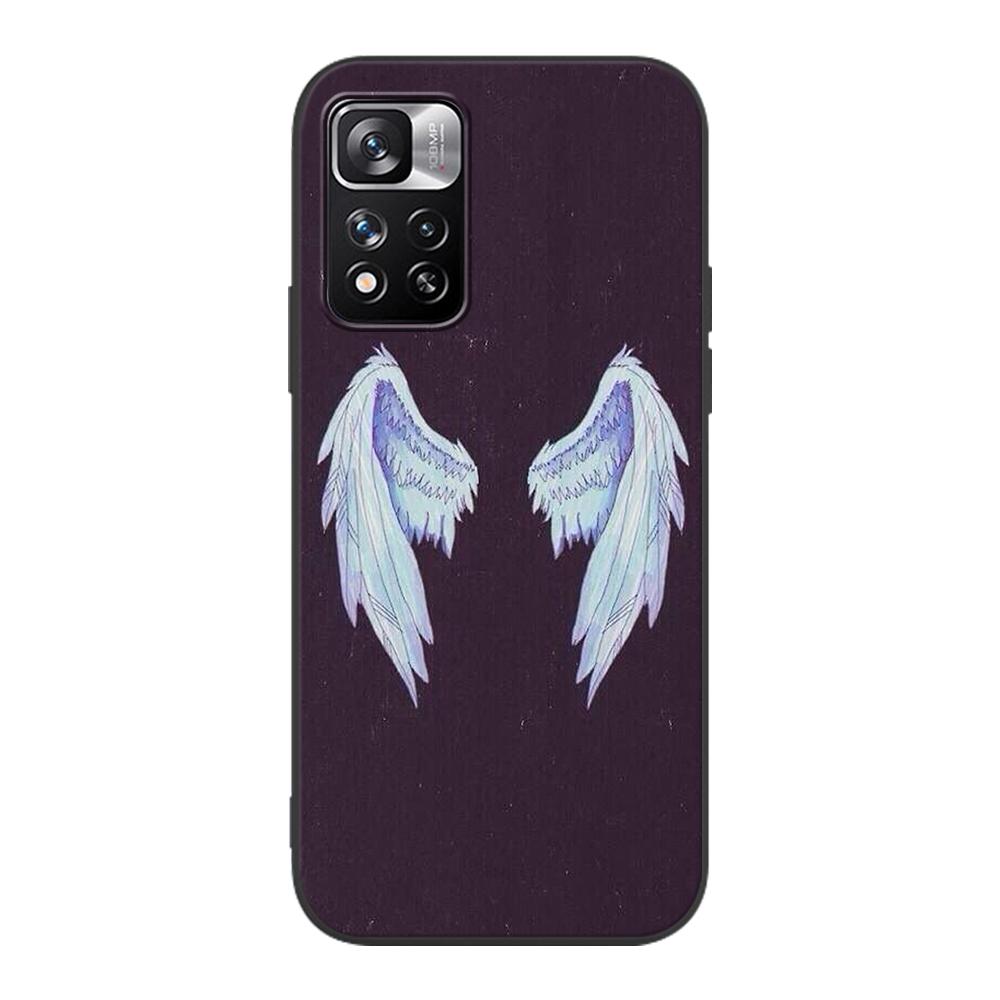 Fashion Angel Wings Case for Xiaomi Redmi Note 9S 9 8 10 11 Pro 9C 9A 7 8T 7A 8A 6A 6 10S Black Soft Silicone Phone Cover Coque