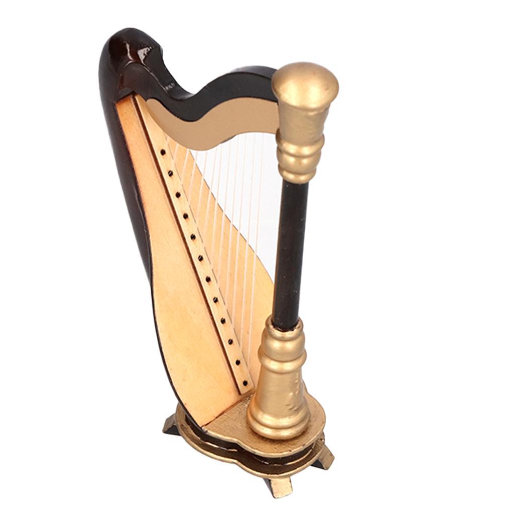 Mini Harp Model Musical Instrument Replica Home Office Table Decoration Ornament MG‑253