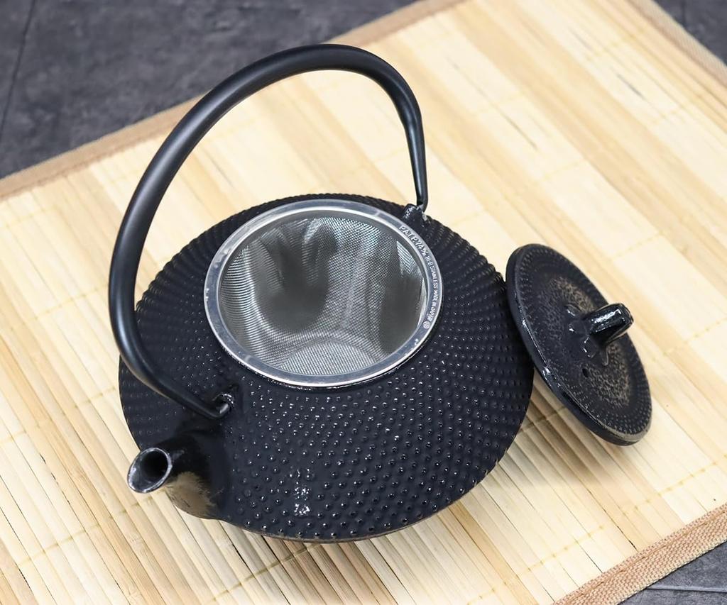 Asahi Made in Japan Nanbu Iron Teapot, Round Arare, 0.3L (with Tea Strainer, Enameled Interior)