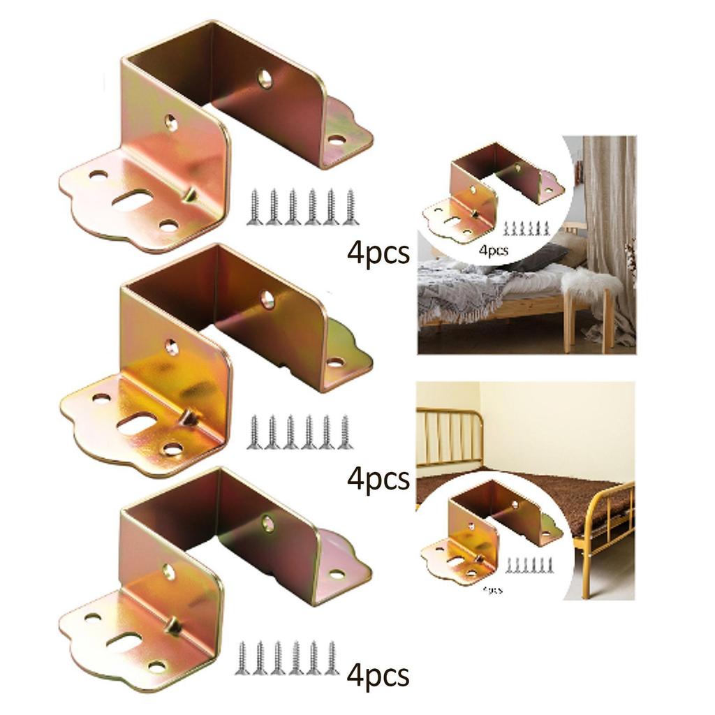 4x Bed Rail Brackets Bed Support Bracket Bed Beam Connector Metal Bed Hinge for Connecting To Wood, Headboards, and Foot Boards