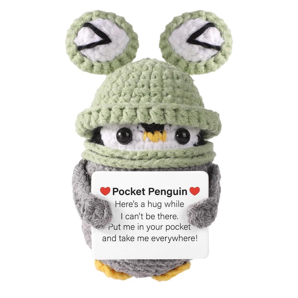 New Crochet Flower Penguin Doll Decoration Desk Accessories Kawaii Positive Energy Pengniu Doll Home Room Decor Christmas Gift