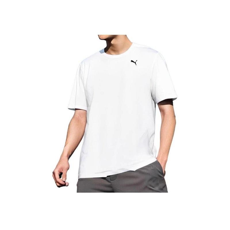 Puma Modny Wszechstronny Dzianinowy T-shirt z Okrągłym Dekoltem i Krótkim Rękawem Unisex Biały 520759-52