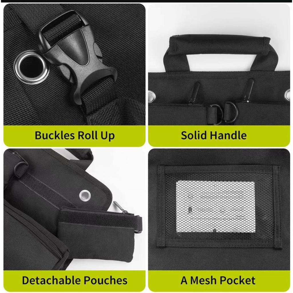 Portable High-Density Oxford Tool Roll - Unfolded: 50×32cm / Rolled: 32.5×12cm