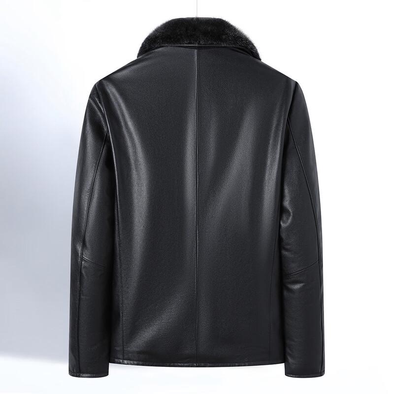 Men's First-layer Cowhide Mink Fur Collar Leather Jacket