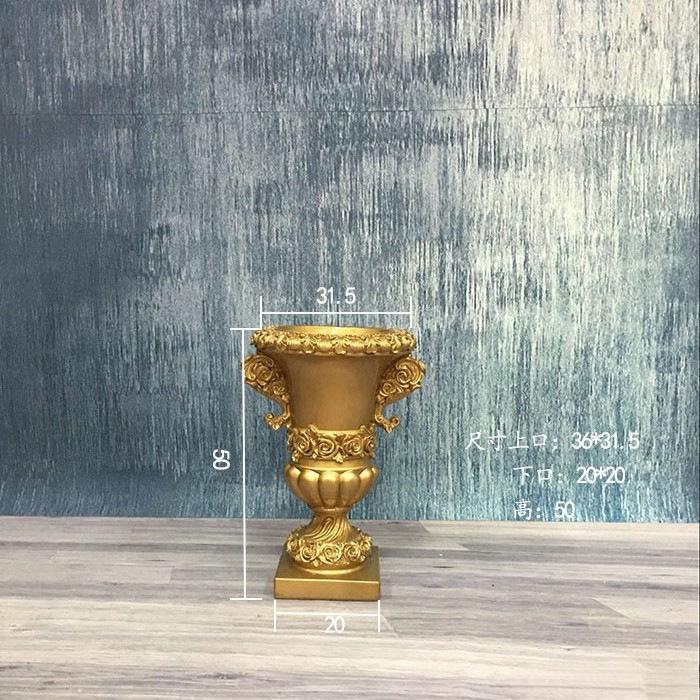 Wedding Gold Roman Column Flower Stand – European Stripe Trophy Fiberglass Décor