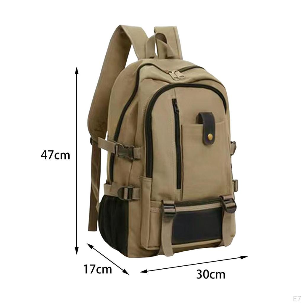 Canvas Laptop Backpack Waterproof Storage Computer Bag for Travel Hiking College Work