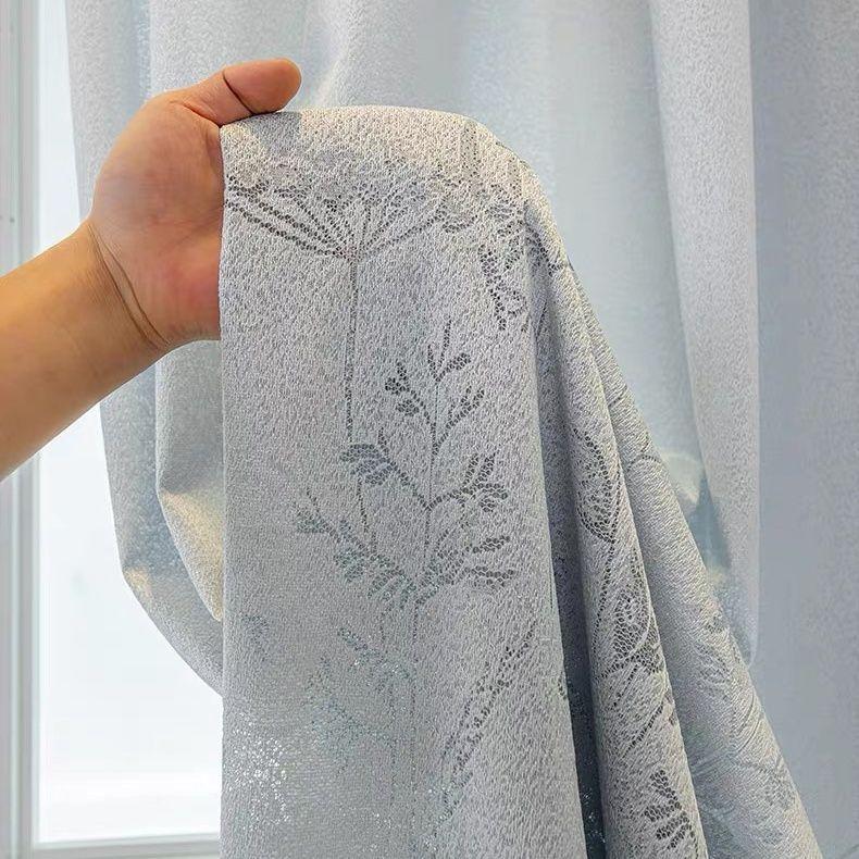 Semi Blackout Curtain Fashion Vine Leaf Pattern Embossed Tulle European Simple Elegant Romantic Durable for Living Room Decor