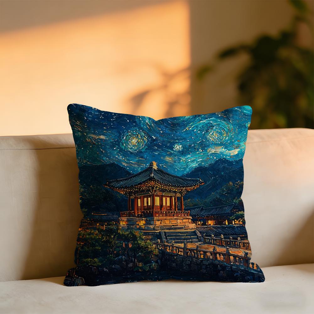 

Korea Foguo Temple Cushion Cover Cozy Velvet Throw PillowSoft Warm Cushion For Sofa Bed 30x30 cm
