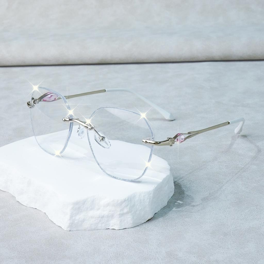 Elegant Rhinestone-Adorned No-Frame Reading Glasses - Lightweight, Comfortable, and Easy To Wear, +1.0 To +4.0