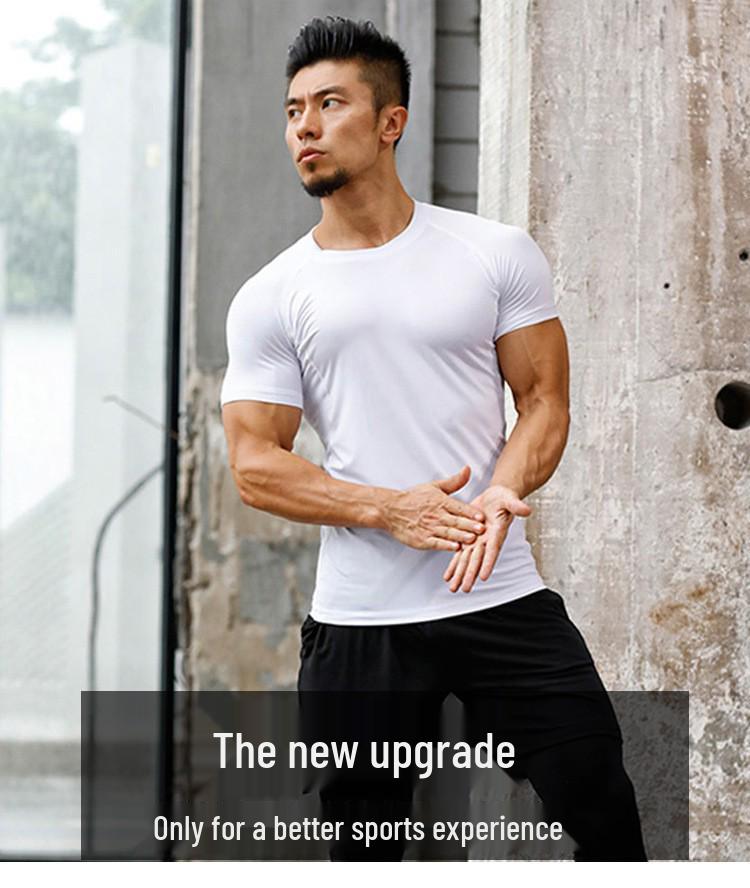 Herren Schnelltrocknendes Kompressions-Sportshirt mit kurzen Ärmeln