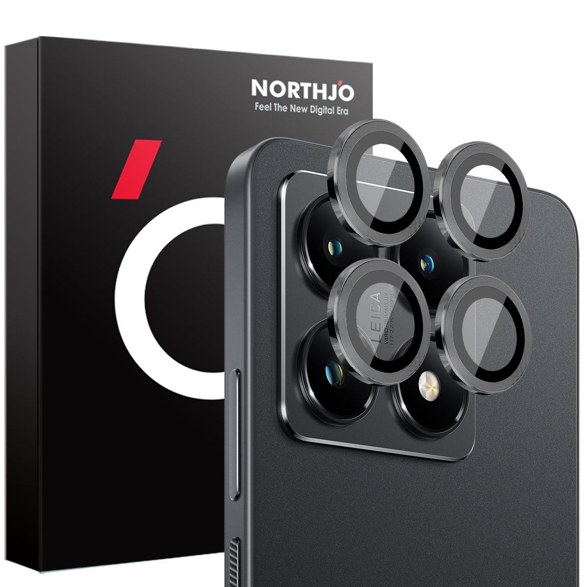 

NORTHJO 1 Комплект За Xiaomi 14T Загартоване Скло Плівка для Об єктива Камери CD Вени Металеве Кільце Захист Об єктива Black