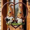 Sunlight Catching Home Decor Heart-Shaped Couple Wind Chime, Honeybee Gnome & Red Bird Outdoor Hanging Decor, Decorative Doorbell