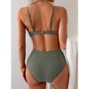 Damen Salbeigrün High Waist Bikini Set Wickel vorn Push Up Zweiteiler Badeanzug