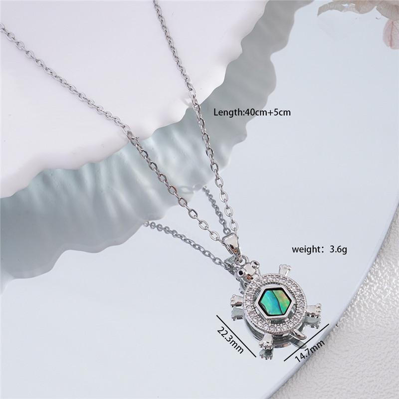 Cute Small Turtle Zircon Enamel Pendant Necklace Stainless Steel Chains Simple Animal Choker Jewelry Party Gift For Women Girls