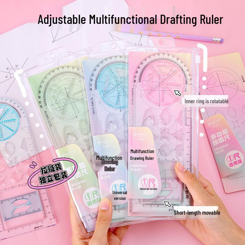 Multifunctional Geometric Shapes Ruler and Protractor for Classroom Activities 15cm