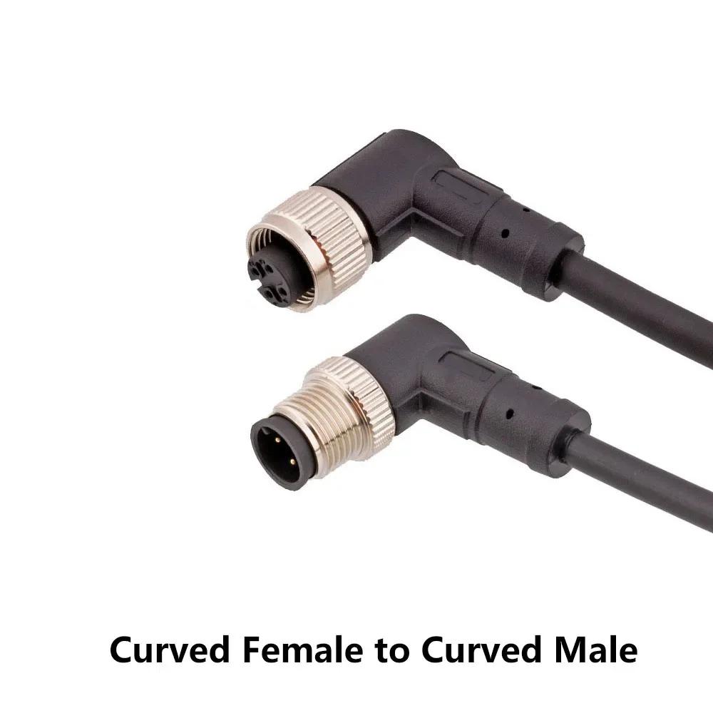 M12 4Pin 5Pin 8Pin 12Pin Double Plug 1M 2M 3M PUR PVC Shield Wire Sensor Connector Straight Angle Male Female Plug Adapter