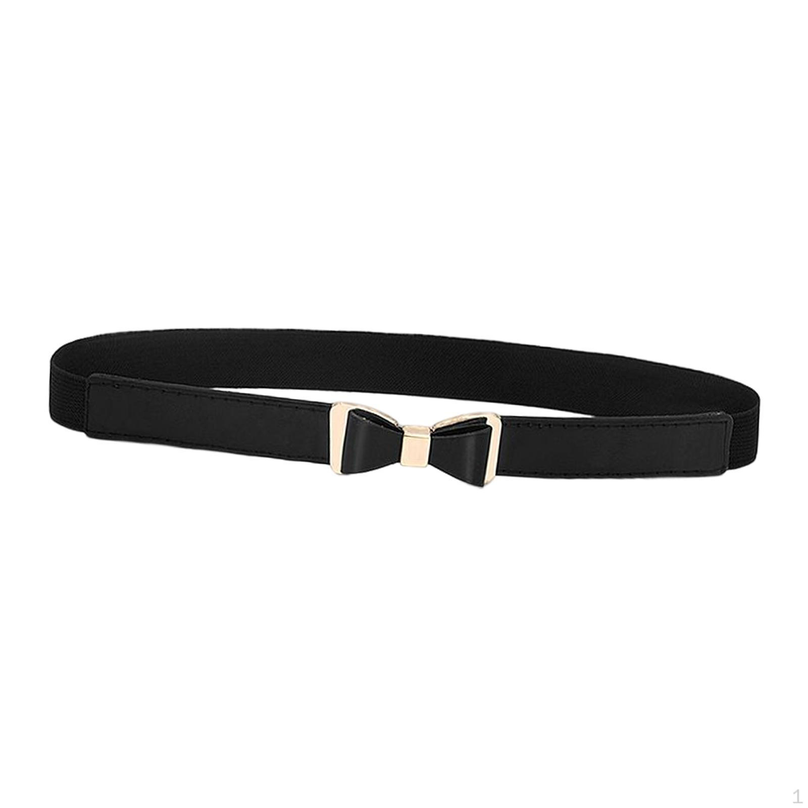 Fashion Women Skinny Belt, PU Leather Waistband, Cinch Belt with Bowknot Buckle, Casual Elastic