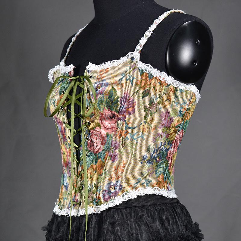 Damen Französische Retro Spitze zum Schnüren Camisole Body Korsett