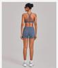 Women's Quick-Dry Cross-Back Yoga Set with Removable Pads and Sports Shorts