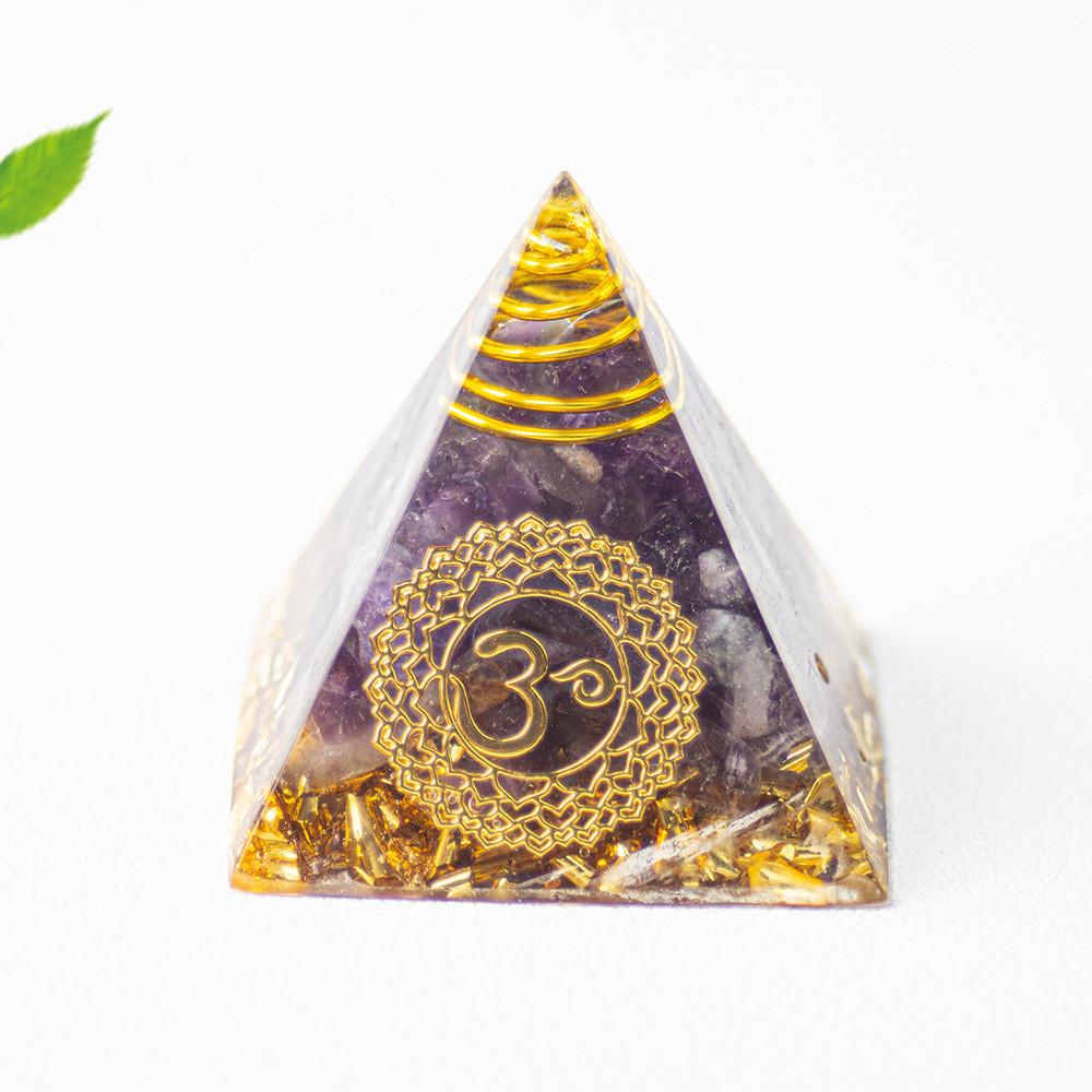 Natural Crystal Resin Pyramid Ornament With Unique Style For Office Desk And Home Decor Purple,3cm