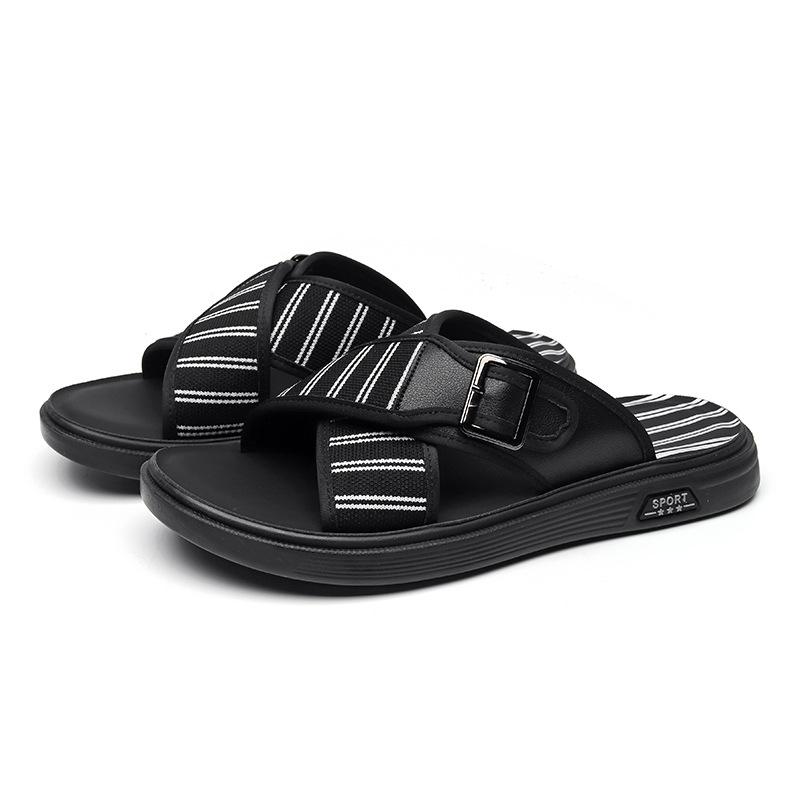 Slippers men's outer wear personalized fashion one-word drag men's non-slip casual indoor sandals summer beach leather drag men's 607-R