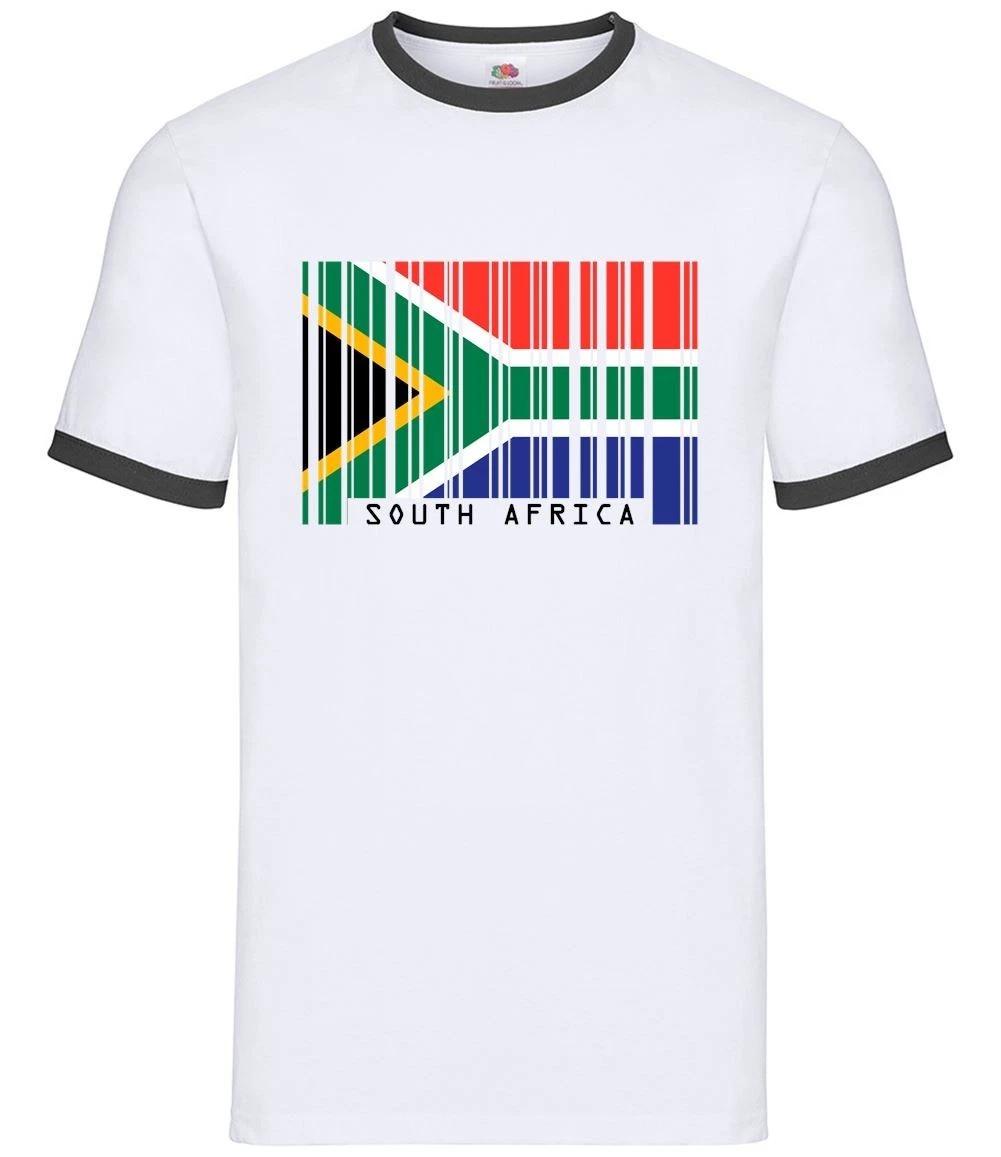 South Africa Barcode Style Flag - Mens Ringer - African Flags RSA Cape Town M
