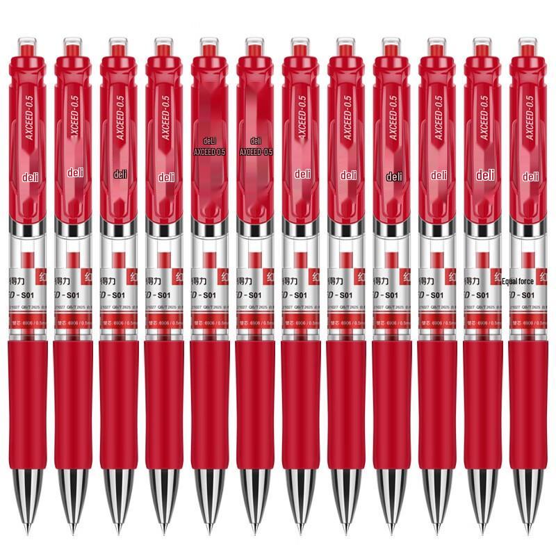Deli S01 Retractable Gel Pen, 0.5mm, 12-Pack