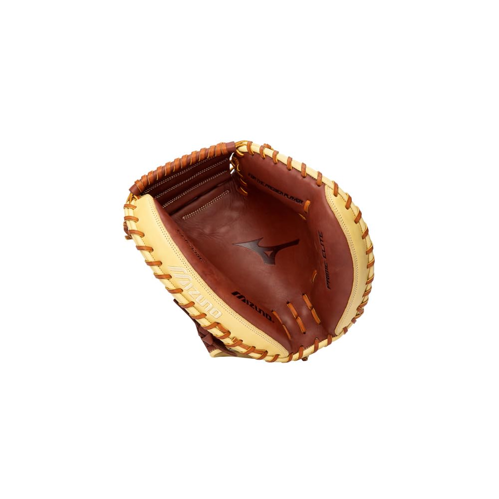 Mizuno Prime Elite Baseball US Size Exclusive To Mizuno Direct Stores Glove, Specification, Catcher's Glove, 33.5 Inches, Brown/Blonde, 1AJCU02200,