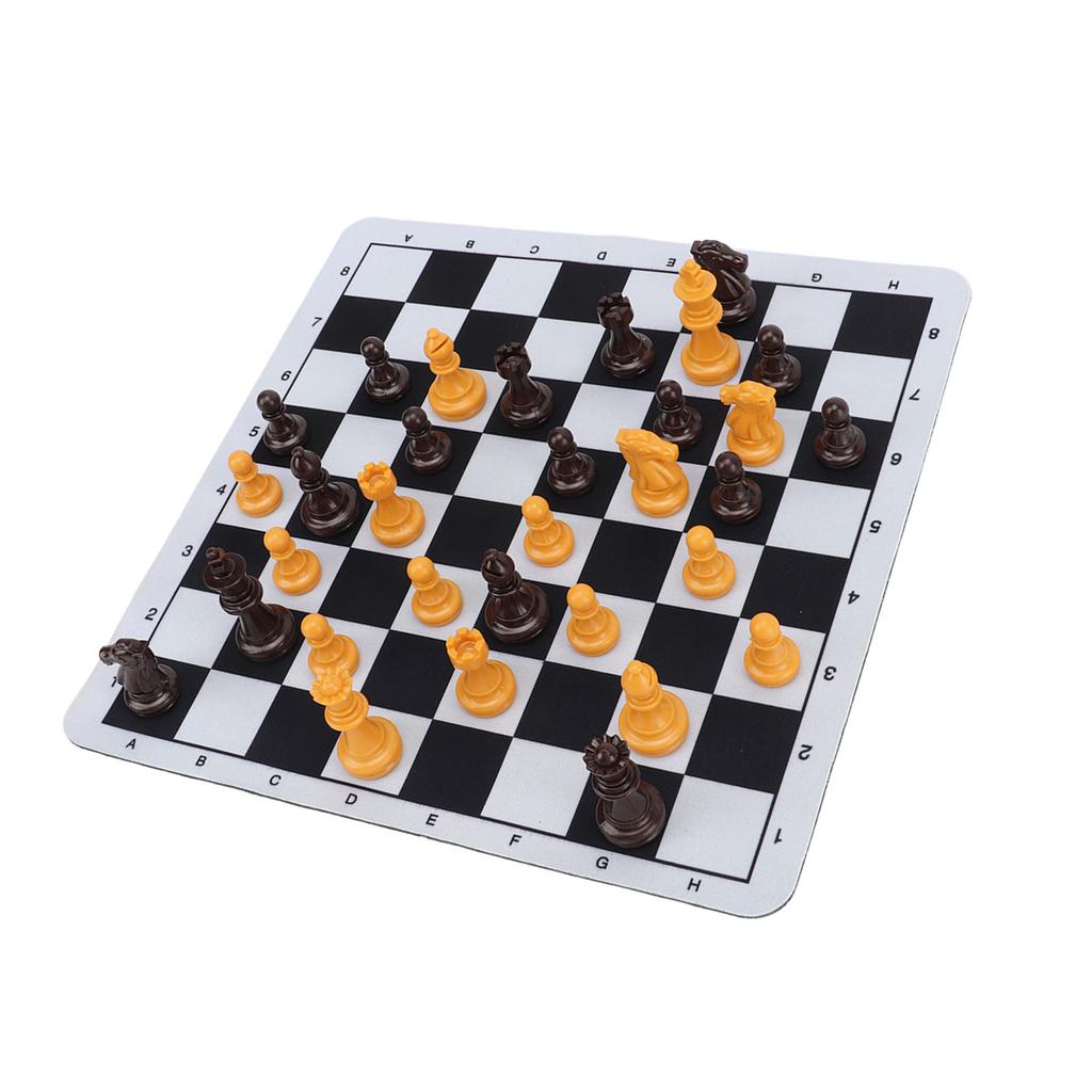 Chessmen with 1.89in King Plastic Chess Pieces with Chessboard for Adults Kids Party Supplies Brown and Yellow