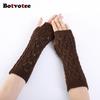 Botvotee Arm Warmers Y2k Accessories Hollow-out Sleeve Holder Winter Keep Warm Knit Accessories Fingerless Gloves Wrist Warmers