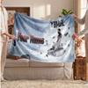 Coperta in pile personalizzata Lamine Yamal con logo del calcio, testo con nome personalizzato, morbida, calda, coperta da divano per la casa