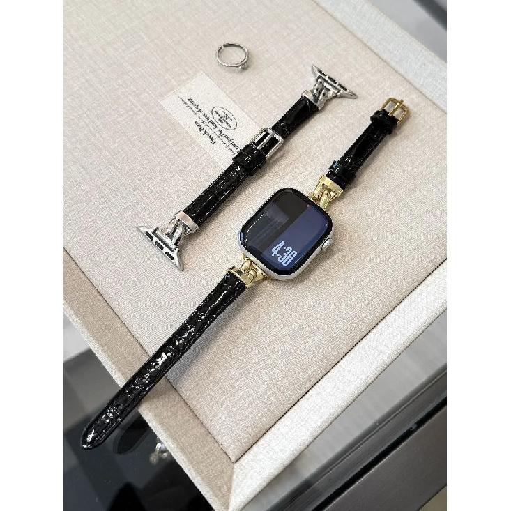 Slim Leather Band for Apple Watch Bands 38 40 41 42 44 45 46 49mm Dressy Fancy Strap with Metal Buckle for iWatch S11/10/9/8/7/6