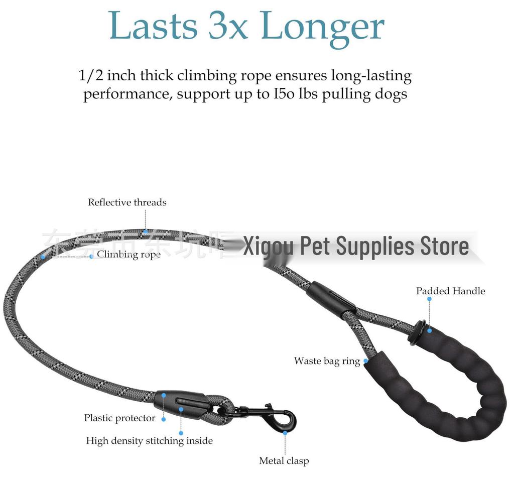 Dual-Head Retractable Luminous Anti-Tangle Dog Leash
