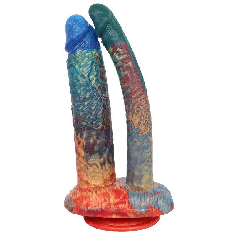 Double-headed Penis Liquid Silicone   Masturbator Anal Plug Vaginal Massage Adult Sex Toys Fisting Realistic Dick