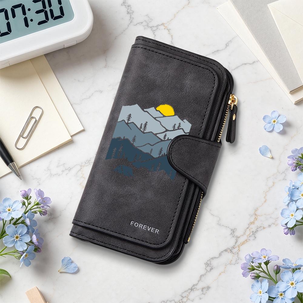 Women Mountain Pattern Leather Wallet Forever Multi Card Pocket Purse