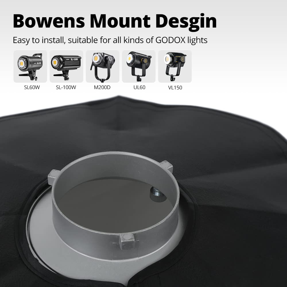 Godox Pro 95 cm Octogon Honeycomb Grid Softbox Studio Softbox cu suport Bowens pentru Studio Strobe Flash Light Grid Softbox 37" (Octogon 95 cm) [Articol]