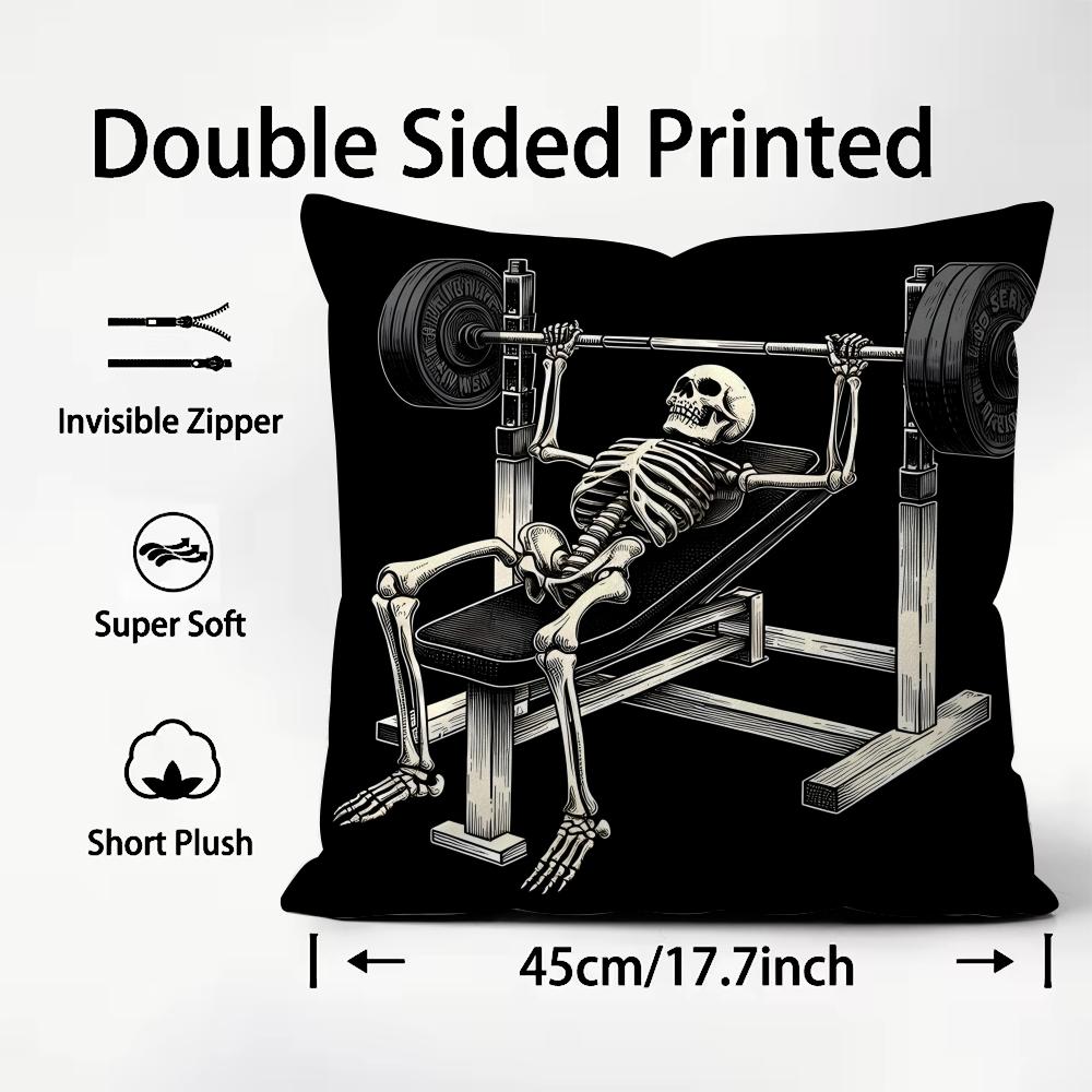 

Gym Fitness Bodybuilding Cushion Cover Plush Fabric Soft DoubleSided Printed Sofa Warm Winter Home Child Gift Pillow Case 30x30cm
