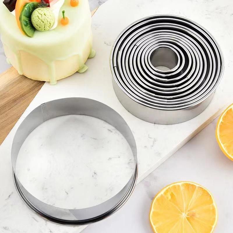 12-Piece Stainless Steel Cake and Mousse Ring Mold Set for Baking and Dumplings