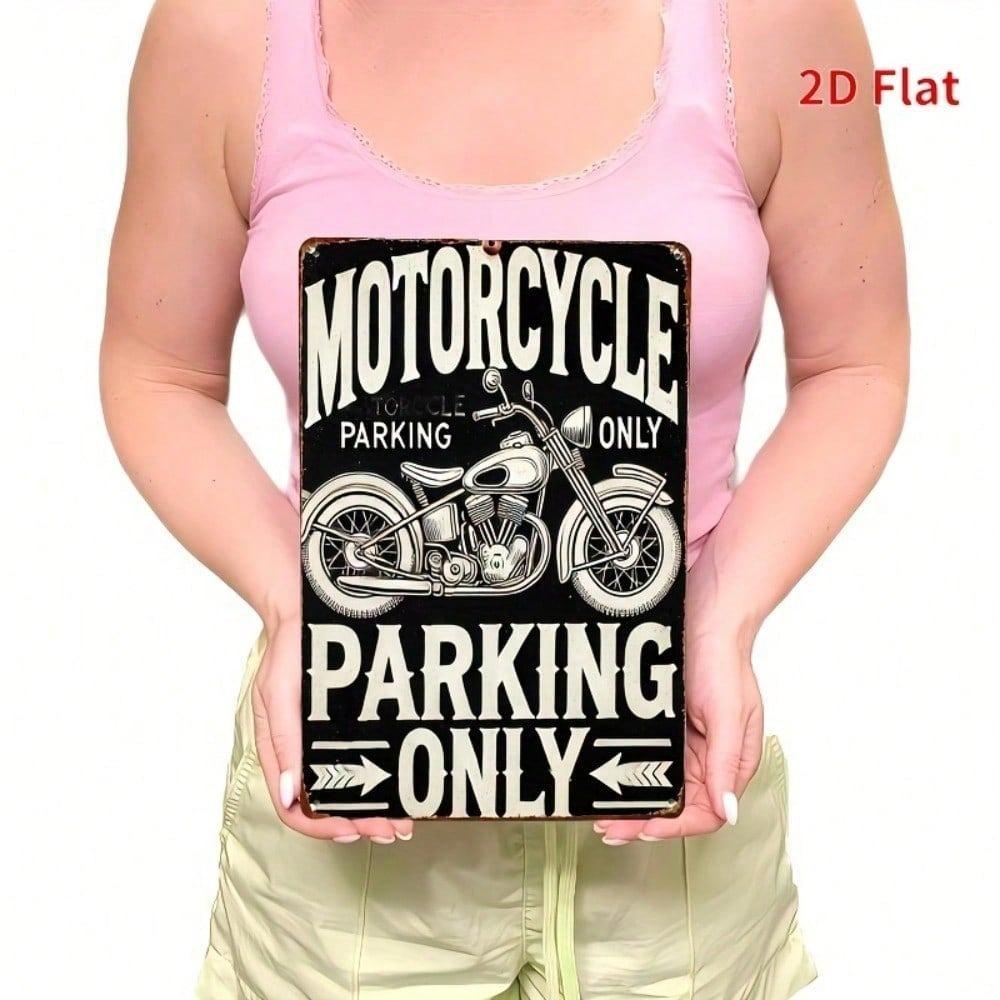 Vintage Motorcycle Parking Metal Sign 8x12 Inch Waterproof Rustproof Flat Iron Wall Decor For Home Bar Cafe Classic Style