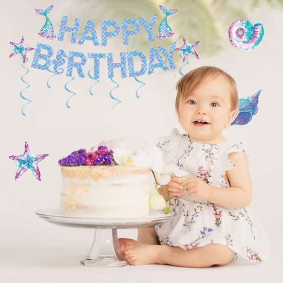 1 Sada Ekologický Topper na Cupcake Snadno Zavěsit Skvělý Banner Mořská panna Ozdoba na Narozeniny Dívky