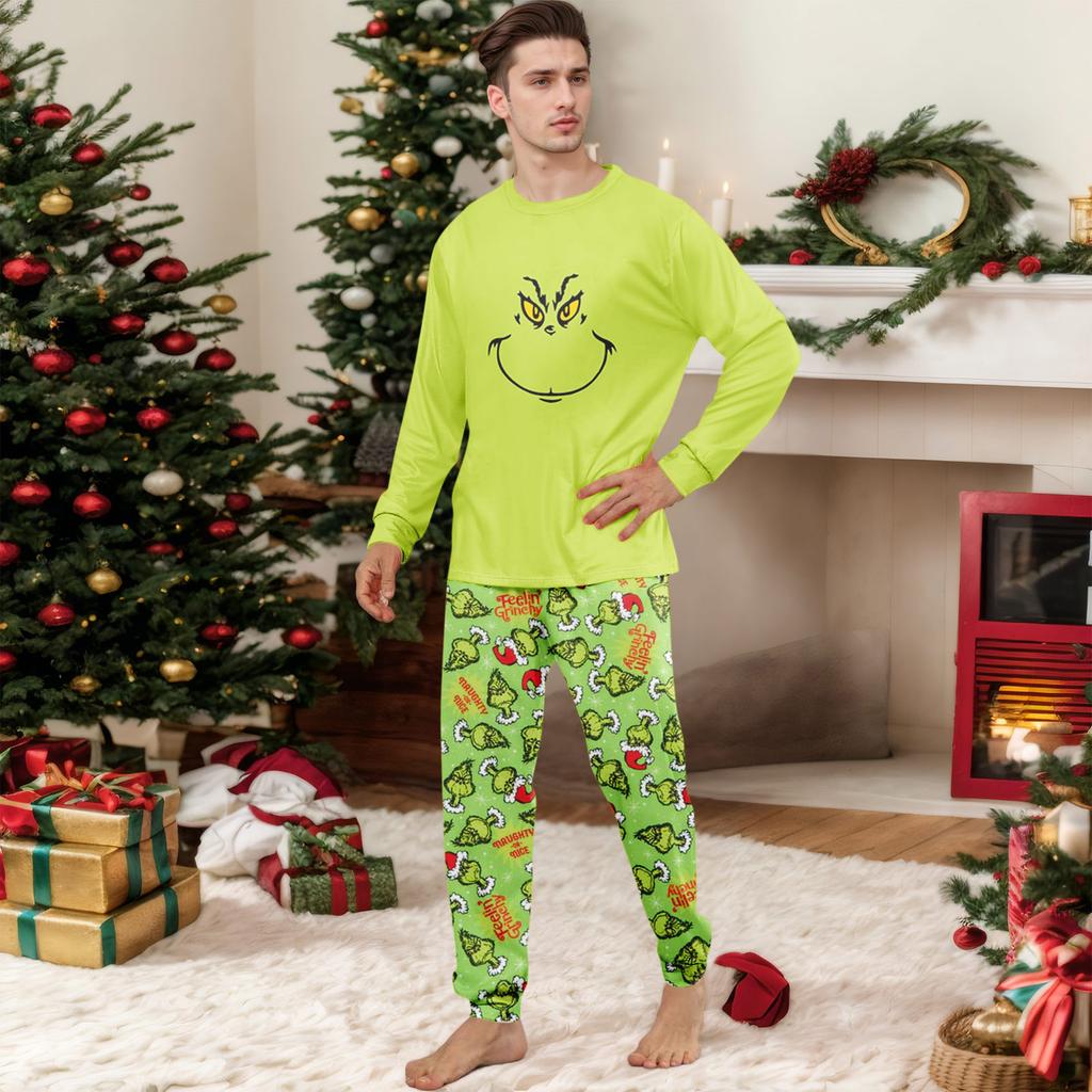 Christmas Print Cute Family Set Pajamas, Home Clothes, Family Set Long Sleeve Top Pants Set