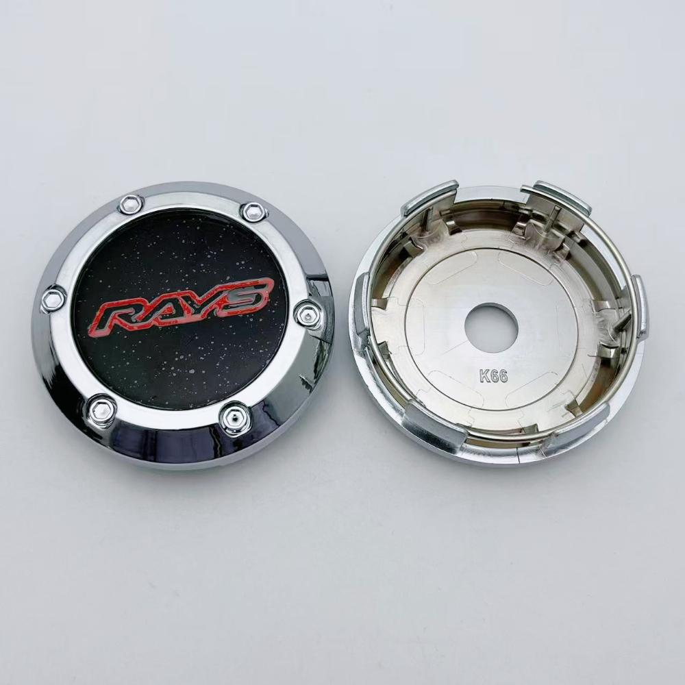 4pcs 66mm 62mm Car Wheel Center Caps With RAYS Logo Emblem Badge Wheel Hub Center Dust Cover Rim Hubcaps Car Styling Accessories